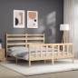 vidaXL Estructura de cama de matrimonio con cabecero madera maciza vidaXL Estructura de cama de matrimonio con cabecero madera maciza