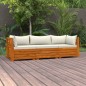 vidaXL Sofá de jardín de 3 plazas con cojines madera maciza de acacia vidaXL Sofá de jardín de 3 plazas con cojines madera maciza de acacia
