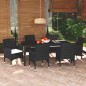 vidaXL Set de comedor de jardín 7 pzas y cojines ratán sintético negro vidaXL Set de comedor de jardín 7 pzas y cojines ratán sintético negro