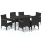 vidaXL Set de comedor de jardín 7 pzas y cojines ratán sintético negro vidaXL Set de comedor de jardín 7 pzas y cojines ratán sintético negro