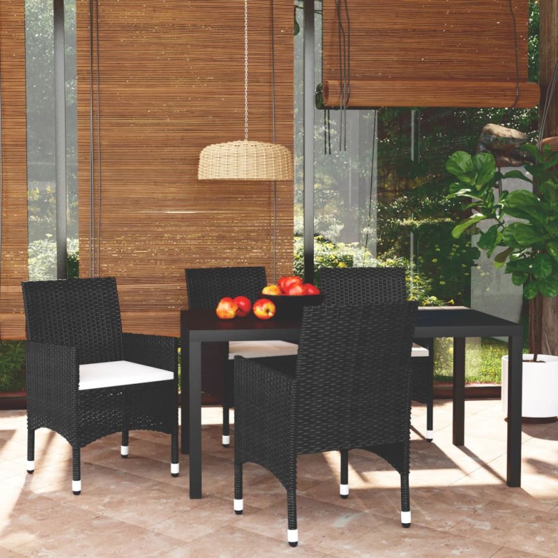vidaXL Juego muebles jardín 5 pzas con cojines ratán sintético negro vidaXL Juego muebles jardín 5 pzas con cojines ratán sintético negro