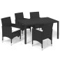 vidaXL Juego muebles jardín 5 pzas con cojines ratán sintético negro vidaXL Juego muebles jardín 5 pzas con cojines ratán sintético negro