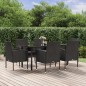 vidaXL Set de comedor de jardín 7 pzas y cojines ratán sintético negro vidaXL Set de comedor de jardín 7 pzas y cojines ratán sintético negro