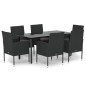 vidaXL Set de comedor de jardín 7 pzas y cojines ratán sintético negro vidaXL Set de comedor de jardín 7 pzas y cojines ratán sintético negro