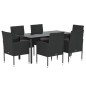 vidaXL Set de comedor de jardín 7 pzas y cojines ratán sintético negro vidaXL Set de comedor de jardín 7 pzas y cojines ratán sintético negro