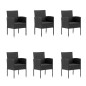 vidaXL Set de comedor de jardín 7 pzas y cojines ratán sintético negro vidaXL Set de comedor de jardín 7 pzas y cojines ratán sintético negro