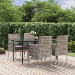 vidaXL Set de comedor jardín 5 pzas cojines ratán sintético antracita