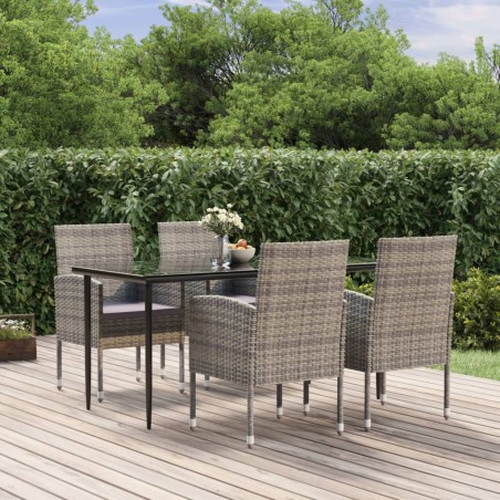 vidaXL Set de comedor jardín 5 pzas cojines ratán sintético antracita