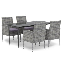 vidaXL Set de comedor jardín 5 pzas cojines ratán sintético antracita
