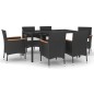 vidaXL Set de comedor de jardín 7 pzas y cojines ratán sintético negro vidaXL Set de comedor de jardín 7 pzas y cojines ratán sintético negro