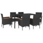 vidaXL Set de comedor de jardín 7 pzas y cojines ratán sintético negro vidaXL Set de comedor de jardín 7 pzas y cojines ratán sintético negro