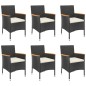 vidaXL Set de comedor de jardín 7 pzas y cojines ratán sintético negro vidaXL Set de comedor de jardín 7 pzas y cojines ratán sintético negro