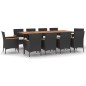 vidaXL Set de comedor jardín 11 pzas con cojines ratán sintético negro vidaXL Set de comedor jardín 11 pzas con cojines ratán sintético negro