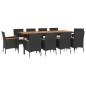 vidaXL Set de comedor jardín 11 pzas con cojines ratán sintético negro vidaXL Set de comedor jardín 11 pzas con cojines ratán sintético negro