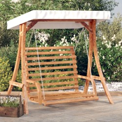 vidaXL Banco columpio con toldo madera maciza abeto con acabado teca