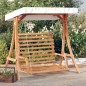 vidaXL Banco columpio con toldo madera maciza abeto con acabado teca vidaXL Banco columpio con toldo madera maciza abeto con acabado teca