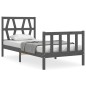 vidaXL Estructura de cama con cabecero madera maciza gris 100x200 cm vidaXL Estructura de cama con cabecero madera maciza gris 100x200 cm