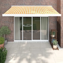 vidaXL Toldo retráctil aluminio y tela blanco y amarillo 3x2,5 m