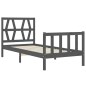 vidaXL Estructura de cama con cabecero madera maciza gris 100x200 cm vidaXL Estructura de cama con cabecero madera maciza gris 100x200 cm