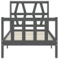 vidaXL Estructura de cama con cabecero madera maciza gris 100x200 cm vidaXL Estructura de cama con cabecero madera maciza gris 100x200 cm