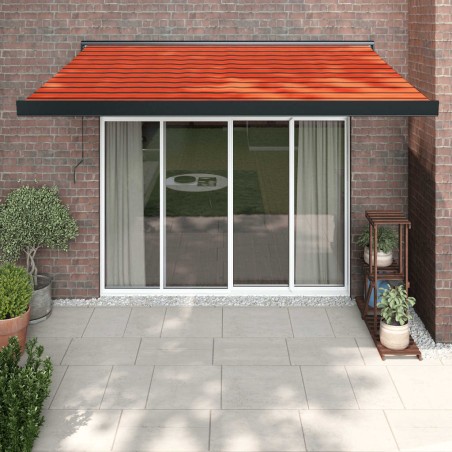 vidaXL Toldo retráctil aluminio y tela naranja y marrón 3,5x2,5 m