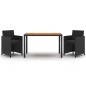 vidaXL Set de comedor de jardín 3 pzas y cojines ratán sintético negro vidaXL Set de comedor de jardín 3 pzas y cojines ratán sintético negro