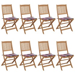 vidaXL Sillas de jardín plegables 8 uds y cojines madera maciza acacia