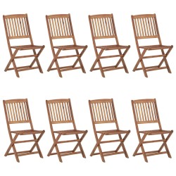 vidaXL Sillas de jardín plegables 8 uds y cojines madera maciza acacia