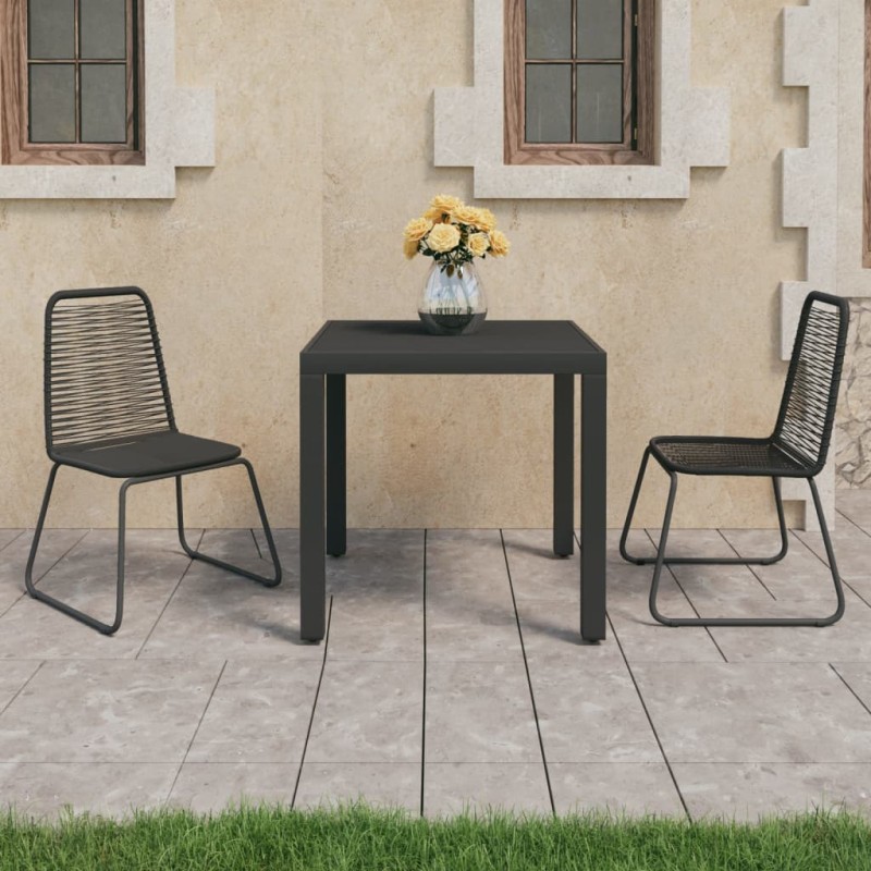 vidaXL Set de comedor de jardín de 3 piezas PVC ratán negro vidaXL Set de comedor de jardín de 3 piezas PVC ratán negro