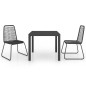 vidaXL Set de comedor de jardín de 3 piezas PVC ratán negro vidaXL Set de comedor de jardín de 3 piezas PVC ratán negro
