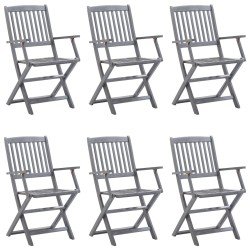 vidaXL Sillas de jardín plegables 6 uds cojines madera maciza acacia