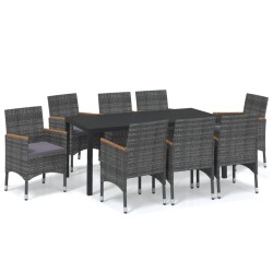 vidaXL Set de muebles jardín 9 pzas con cojines ratán sintético gris