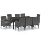 vidaXL Set de muebles jardín 9 pzas con cojines ratán sintético gris vidaXL Set de muebles jardín 9 pzas con cojines ratán sintético gris