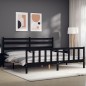 vidaXL Estructura de cama con cabecero madera maciza negro 180x200 cm vidaXL Estructura de cama con cabecero madera maciza negro 180x200 cm