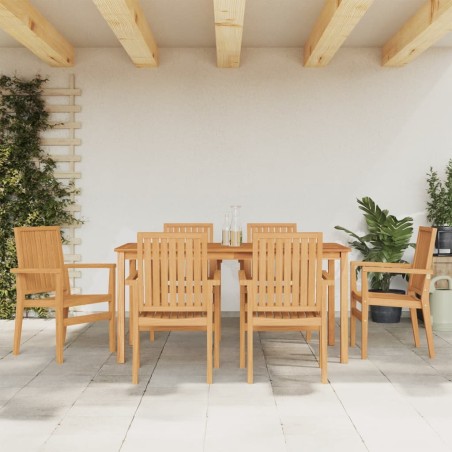 vidaXL Juego de comedor de jardín 7 piezas madera maciza de teca