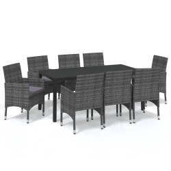 vidaXL Set de muebles jardín 9 pzas con cojines ratán sintético gris