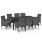 vidaXL Set de muebles jardín 9 pzas con cojines ratán sintético gris vidaXL Set de muebles jardín 9 pzas con cojines ratán sintético gris
