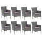 vidaXL Set de muebles jardín 9 pzas con cojines ratán sintético gris vidaXL Set de muebles jardín 9 pzas con cojines ratán sintético gris