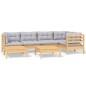 vidaXL Juego de muebles de jardín 7 pzas y cojines madera maciza pino vidaXL Juego de muebles de jardín 7 pzas y cojines madera maciza pino