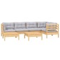 vidaXL Juego de muebles de jardín 7 pzas y cojines madera maciza pino vidaXL Juego de muebles de jardín 7 pzas y cojines madera maciza pino