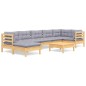 vidaXL Juego de muebles de jardín 8 pzas y cojines madera maciza pino vidaXL Juego de muebles de jardín 8 pzas y cojines madera maciza pino