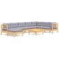 vidaXL Juego de muebles de jardín 9 pzas y cojines madera maciza pino vidaXL Juego de muebles de jardín 9 pzas y cojines madera maciza pino