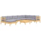 vidaXL Juego de muebles de jardín 9 pzas y cojines madera maciza pino vidaXL Juego de muebles de jardín 9 pzas y cojines madera maciza pino