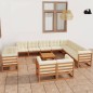 vidaXL Set de muebles de jardín 13 pzs cojines madera pino marrón miel vidaXL Set de muebles de jardín 13 pzs cojines madera pino marrón miel