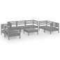 vidaXL Juego de muebles de jardín 8 piezas madera maciza de pino gris vidaXL Juego de muebles de jardín 8 piezas madera maciza de pino gris