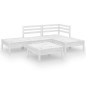 vidaXL Juego de muebles de jardín 5 piezas madera maciza pino blanco