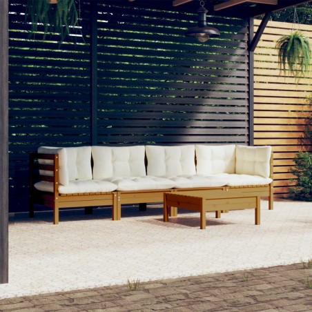 vidaXL Muebles de jardín 5 piezas cojines madera maciza de pino