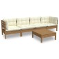 vidaXL Muebles de jardín 5 piezas cojines madera maciza de pino