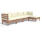 vidaXL Muebles de jardín 5 pzas y cojines madera de pino marrón miel vidaXL Muebles de jardín 5 pzas y cojines madera de pino marrón miel
