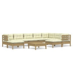 vidaXL Muebles de jardín 10 pzas y cojines madera de pino marrón miel